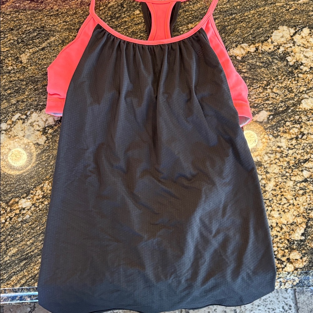 Black and Pink Racerback Tank Top